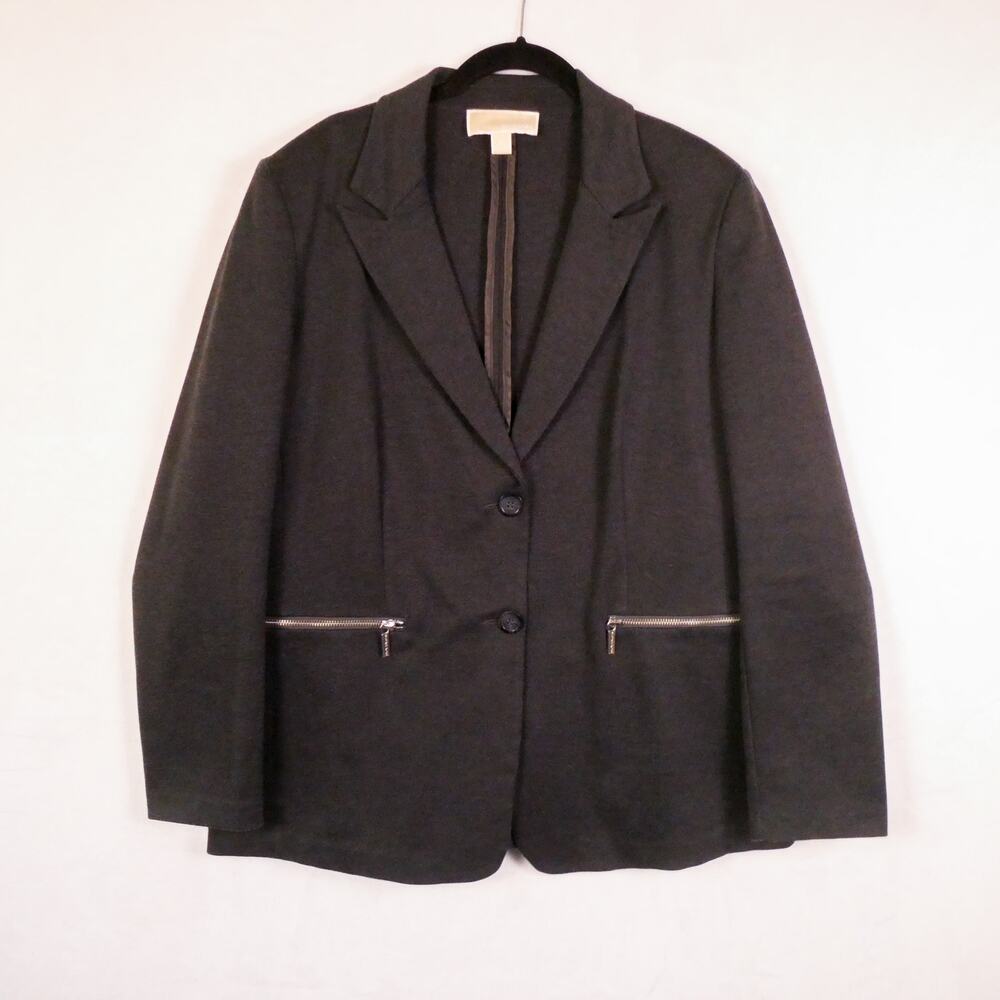 Michael Kors Dark Grey Knit Blazer Sz XL Stretch Comfort Office Business Career